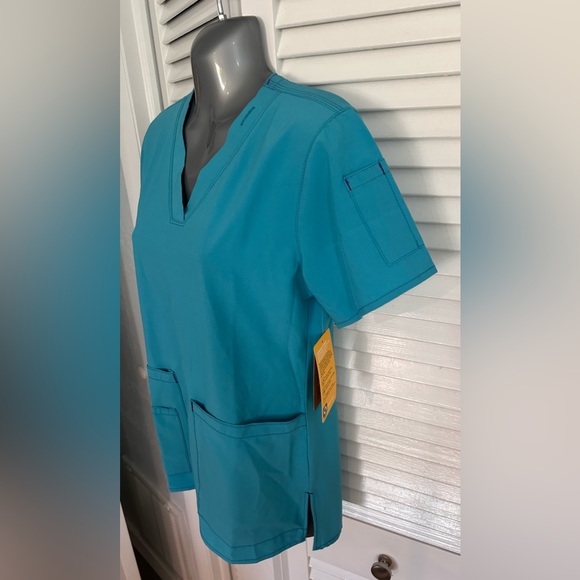 Carhartt NWT Force Cross Flex Modern Fit V-Neck scrub top XS Aqua - Picture 2 of 6
